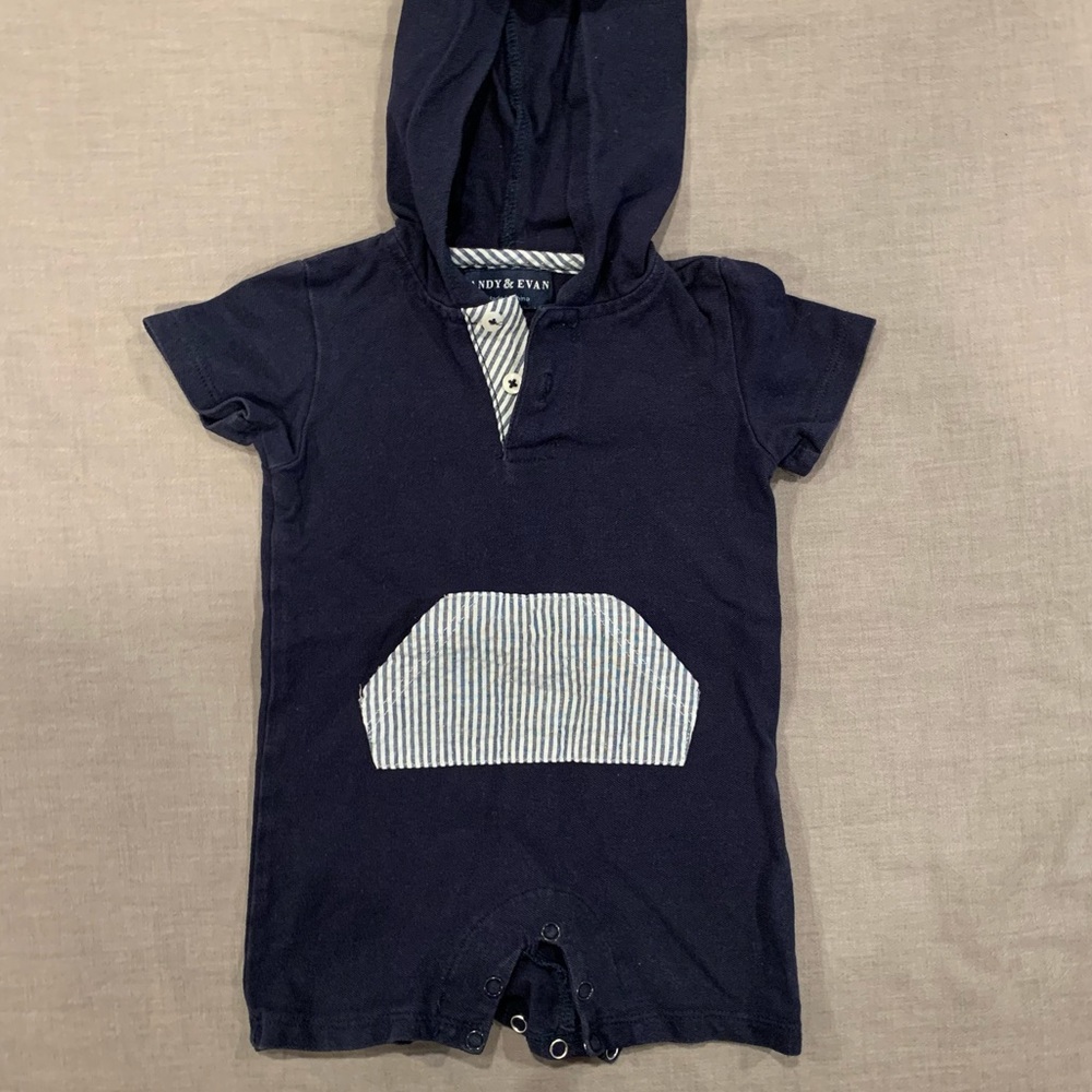 Andy & Evan Baby Boys Hooded Romper - 6-9 Months